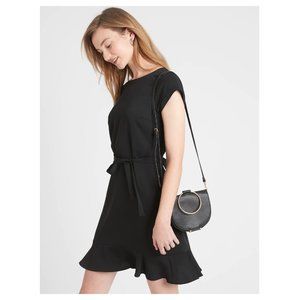 NWT BanR Flounce Hem Fit Flare Dress S Black F676